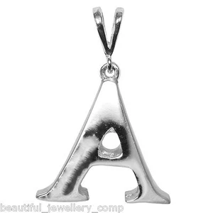 Colgante/dije inicial de plata esterlina maciza nuevo collar británico de la A a la Z - Imagen 1 de 27