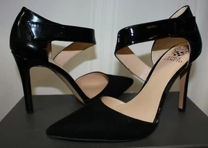 Vince Camuto Carlotte Black Patent Leather Suede Pump Shoes New With Box! - Picture 1 of 8