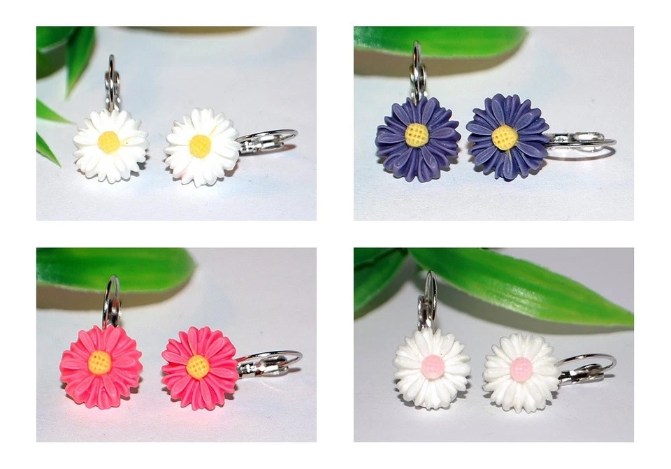 GÄNSEBLÜMCHEN Ohrringe +++ AUSWAHL +++ Ohrhänger Brisur Paar silber Blume Blüte - Bild 1 von 1