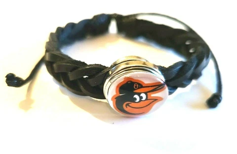 Baltimore Orioles  MLB Snap Bracelet  w Snap or Snap only. Fits Ginger snaps Cover