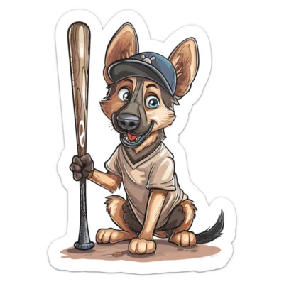 Baseball Belgian Malinois Dog Vinyl Decal Car Bumper Sticker - Image 1 of 4