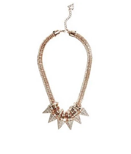 NUEVO COLLAR COLGANTE ADIVINAR TONO ORO ROSA, CADENA MALLA CRISTALES+PICOS, ANILLOS Foto 1 de 1