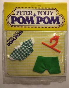 Vtg Fits 4” Kelly Doll Peter Polly Pom Pom Outfit Checkered Shorts Cat Hanger - Picture 1 of 8