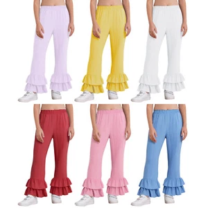 Kids Girls Trousers Vacation Flared Birthday Party Pants Travel Stripes Pant - Picture 1 of 71