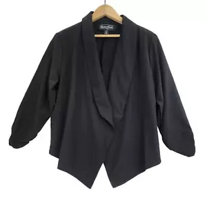 Womens Open Front Blazer Jacket Lightweight Drape Layer Black Oversize Small - Picture 1 of 7