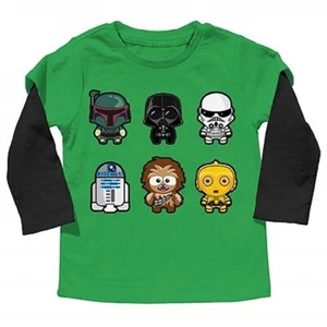 Star Wars ☆Toddler Boys' Long Sleeve T-Shirt☆ Vader Chewy Boba Fett R2D2 C3PO - Picture 1 of 1