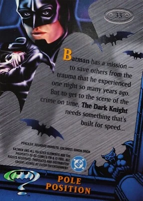 DC BATMAN FOREVER METAL Fleer 1995  Card 33, POLE POSITION - Image 1 of 2