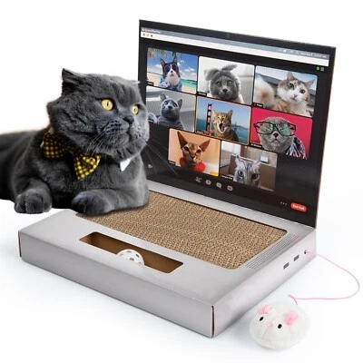 Cardboard Cat Scratcher Laptop for Cats- Includes Catnip and Stickers - Image 1 of 4