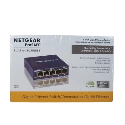 NETGEAR ProSafe GS105 5 Port Gigabit Desktop Switch Brand New Sealed - Image 1 of 4