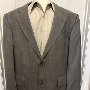 Oscar de la Renta 44R Beige Mens Checked Silk/Wool Blazer Sport Coat Suit Jacket