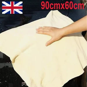 Large Natural Chamois Suede Leather Car Drying Car Wash Shammy Cleaning Cloth UK - Picture 1 of 10