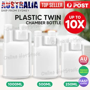 250/500/1000ml Plastic Twin Chamber Bottle Chemical Bottle Twin Neck Graduated - Picture 1 of 12
