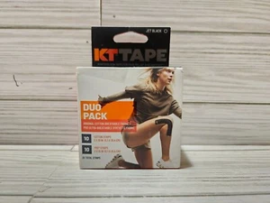 KT Tape Kinesiology Duo Pack 10 Cotton & 10 Pro Pre-cut 10" Strips Jet Black - Picture 1 of 5