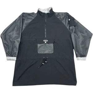 Reebok Jacket Adult L Black Zip Vintage 90s Mesh Vent Pocket Windbreaker USA - Picture 1 of 13