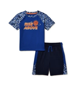 2-Piece ATHLETIC WORKS Toddler Boys 18M Active T-Shirt & Shorts Set • Blue Cove - Picture 1 of 4
