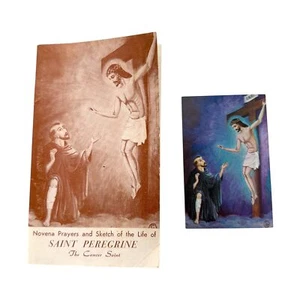 St Peregrine Relic 1954 Holy Card Cloth Touched to His Body & Novena Booklet - Picture 1 of 11