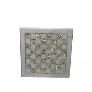 18" White Marble Board Game Chess Table Mother Of Pearl Mosaic Stone Home Decors - Picture 1 of 9