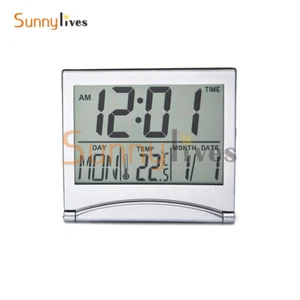Reloj electrónico plegable de escritorio LCD termohigrómetro reloj alarma de viaje - Imagen 1 de 12