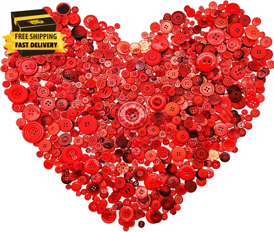 600-700Pcs Red Buttons for Crafts Bulk Button Red Assoted Size Red Craft Butto - Image 1 of 4