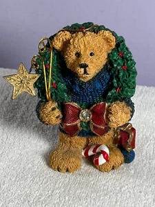 Christmas ornament teddy bear wreath on neck MAX7869 - Picture 1 of 6