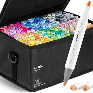 Marcadores de alcohol Ohuhu 216 colores pincel y cincel de doble punta - marcadores recargables - Imagen 1 de 9