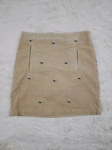 Vineyard Vines Girls Skirt Midi Corduroy Embroidered Whale Tan Size 14 Pockets - Picture 1 of 8