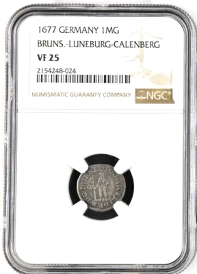 1677 German States Brunswick Luneburg Calenberg Wildman Mariengroschen NGC VF 25 - Image 1 of 2