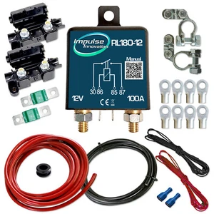 RL180-12 Trennrelais 12V 100A Camper Zweit Doppel Batterie Set 6m Kabel AWG8 Van - Bild 1 von 5