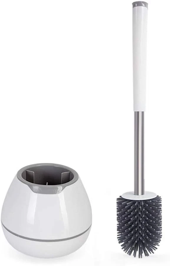 Boomjoy Toilet Brush and Holder Set Silicone Bristles Bathroom Cleaning Bowl BR