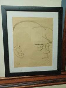 ENOTRIO PUGLIESE CHINA E ACQUERELLO SU CARTA "VOLTO" 29X23 CM CON AUTENTICA - Imagen 1 de 7