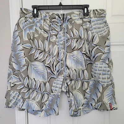 Bañador Tommy Bahama Relax para hombre azul crema gris estampado de hojas tropicales XLT Foto 1 de 4