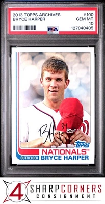 2013 TOPPS ARCHIVES #100 BRYCE HARPER NATIONALS PSA 10 - Image 1 of 3