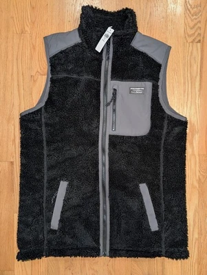 LL Bean Sherpa Fleece Full Zip Vest Men’s Medium Tall Black Hiking Camping NEW  - Image 1 of 4