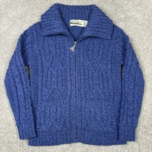 Aran Crafts Cardigan Sweater Womens M Merino Wool Cable Knit Full Zip Ireland - Picture 1 of 6