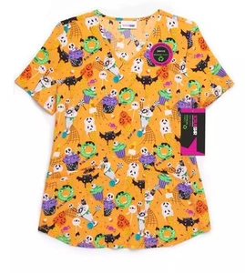 Scrubstar Women’s Scary Sweets V-Neck Scrub Top Multicolor XL - Picture 1 of 9