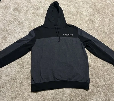 Kenneth Cole Sudadera con Capucha Para Hombres Grande Negra Gris Sudadera Pullover Jersey Informal Foto 1 de 4