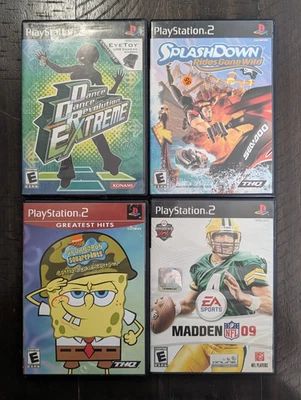 PS2 4 game Lot Sponge Bob DDR Revolution Extreme Madden 09 splash down rides gw - Image 1 of 4
