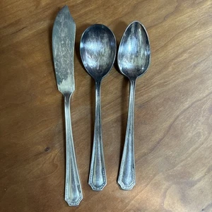 3pc Rogers Bros Purity Plate Master Butter Knife Sugar Spoon And Teaspoon - Picture 1 of 5