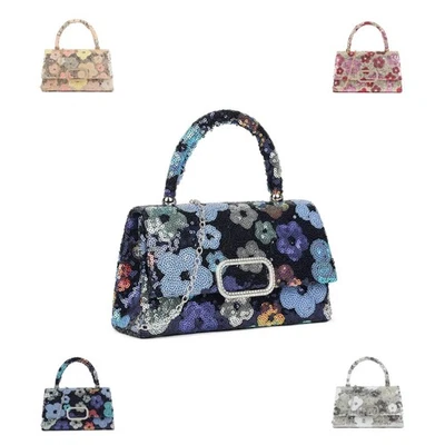 Women's Sequins Evening Clutch Bag Beaded Top Handle Party Prom Wedding Handbag - Image 1 of 4