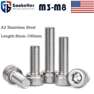 M3 M4 M5 M6 M8 Socket Head Cap Screws Stainless Steel Allen Bolts All Length Qty - Picture 1 of 65