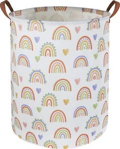 HKEC 19.7’’ Waterproof Foldable Laundry Basket,Baby Girls Nursery Rainbow  - Picture 1 of 5