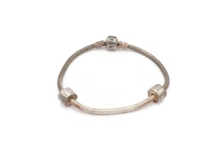 Pandora Sterling Silver 925 Charm Bracelet With Clips 7.5" - Picture 1 of 12