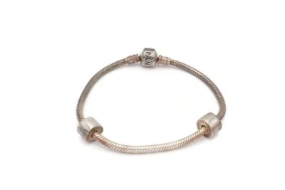 Pandora Sterling Silver 925 Charm Bracelet With Clips 7.5" - Image 1 of 4