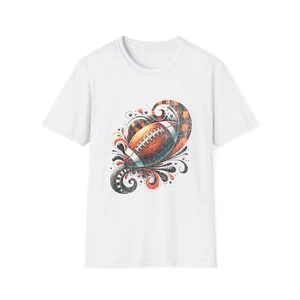 Football Paisley Fall Checkerboard Orange and Black Unisex Softstyle T-Shirt - Picture 1 of 49