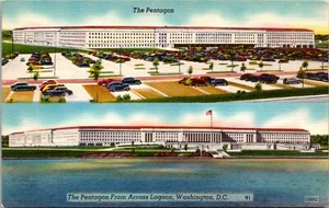The Pentagon from Across the Lagoon Washington D.C. Linen Postcard - Picture 1 of 2