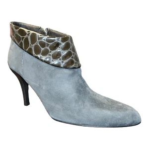 Donald J Pliner Rula Lead Croco Suede Leather Heel Ankle Boots Women's 8.5M NIB - Picture 1 of 11