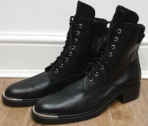 BARBARA BUI Black Leather & Suede Flat Ankle Biker Boots 41 UK7 - WORN ONCE! - Picture 1 of 10