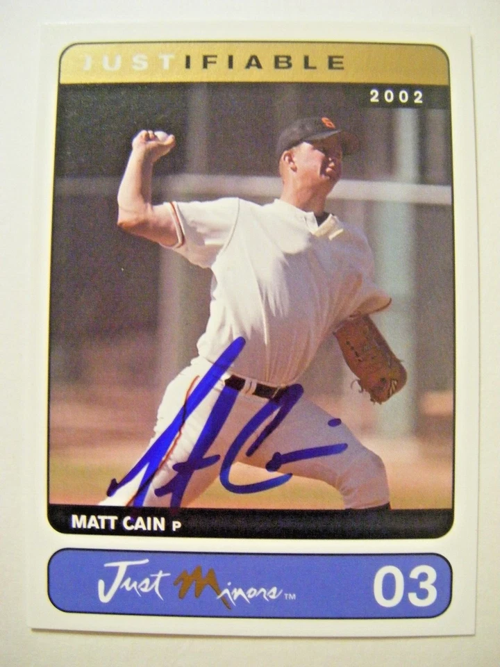 MATT CAIN signed RC GIANTS 2002 Just Minors baseball card AUTO Autographed #3 - Image 1 of 1