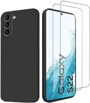 Black case, tempered glass glass for Samsung Galaxy S22, S22 PLUS, S22 ULTRA - Image 1 of 4