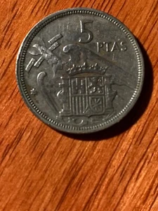 1957 Spain 5 Pitas coin - Picture 1 of 5